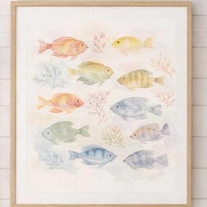 Watercolor Fish Nursery Wall Art Printable | Soft Ocean Fish Art | Neutral Beach-Inspired Decor | Pastel Sea Life Print | Isla Aven Studio