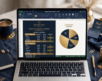 Pianificatore di budget - Edizione essenziale / Excel e Fogli Google / Monitoraggio del budget mensile / Entrate e uscite