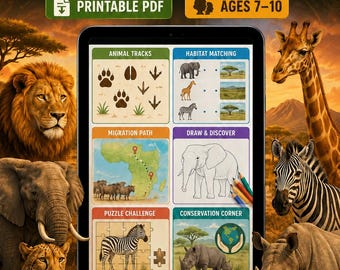 Wild Africa Adventure Playbook – Printable Wildlife Learning for Ages 7-10 (PDF)