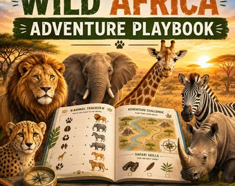 Libro di attività sul safari africano per bambini dai 7 ai 10 anni / Libro di apprendimento sulla fauna selvatica stampabile / PDF per l'istruzione domiciliare