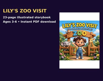 Libro illustrato "Avventura allo zoo" per bambini dai 3 ai 6 anni / PDF illustrato di 23 pagine / Libro per bambini stampabile
