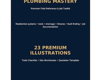 Plumbing Guide PDF | 46-Page Residential Plumbing Reference, Tools Checklist, Quote Template & Job Worksheets