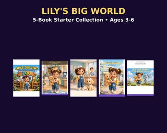 Raccolta di libri illustrati per bambini dai 3 ai 6 anni / 5 libri illustrati in formato PDF / Collezione digitale "Il grande mondo di Lily"