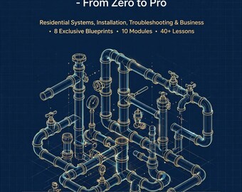 Guida idraulica in PDF / Manuale di riferimento per impianti idraulici residenziali di 46 pagine, con elenco degli strumenti, modello di preventivo e schede di lavoro.