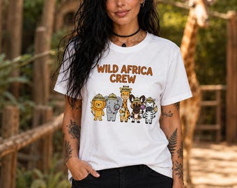 Maglietta con animali selvatici dell'Africa / Maglietta con animali da safari / Regalo a tema fauna selvatica