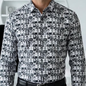 Camisa vintage Lansky Brothers para hombre con estampado de foto policial de músicos famosos / Prince Kurt Cobain Jimi Hendrix Jim Morrison Johnny Cash / Talla XL
