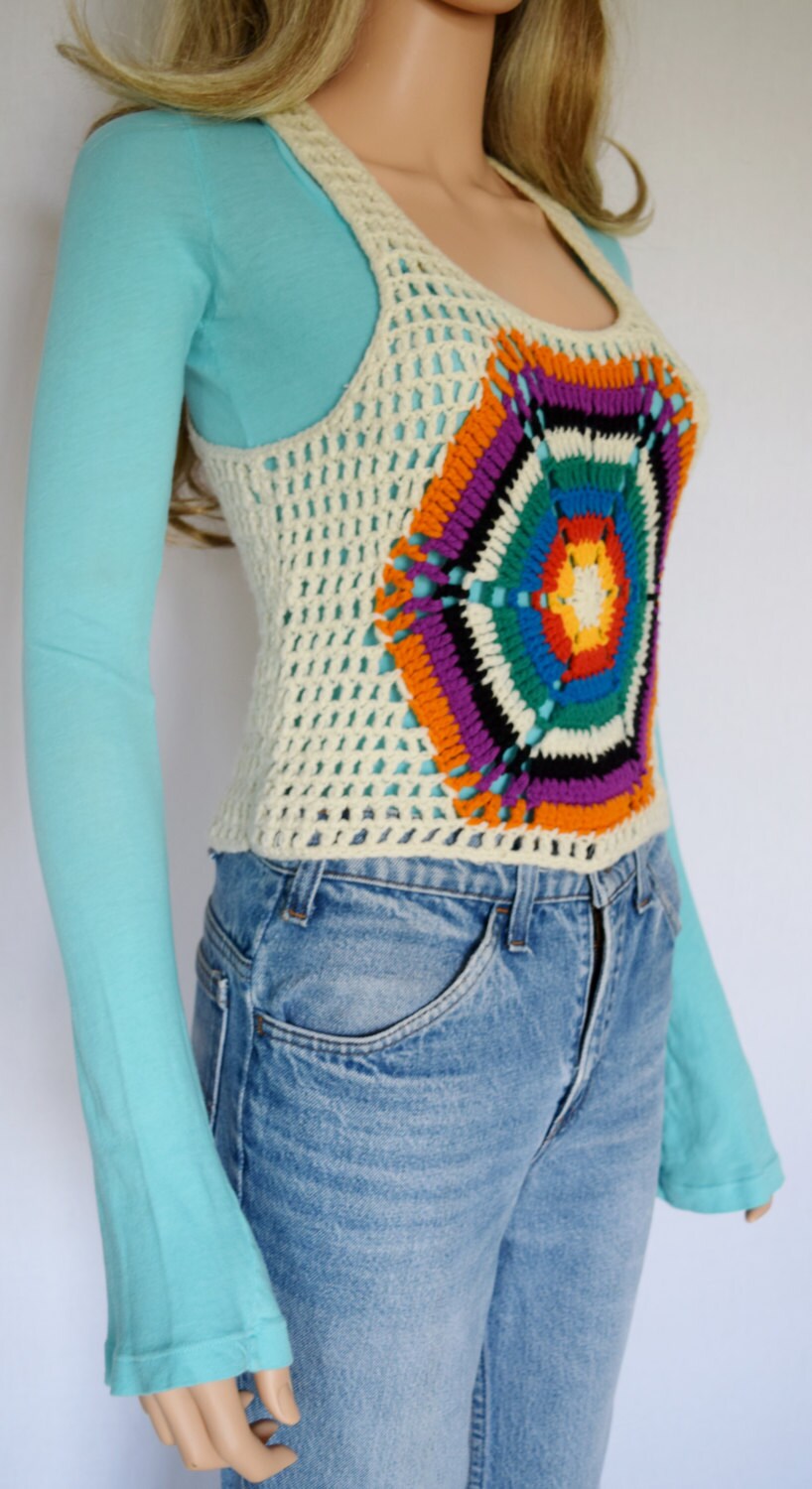 crochet cropped sweater vest