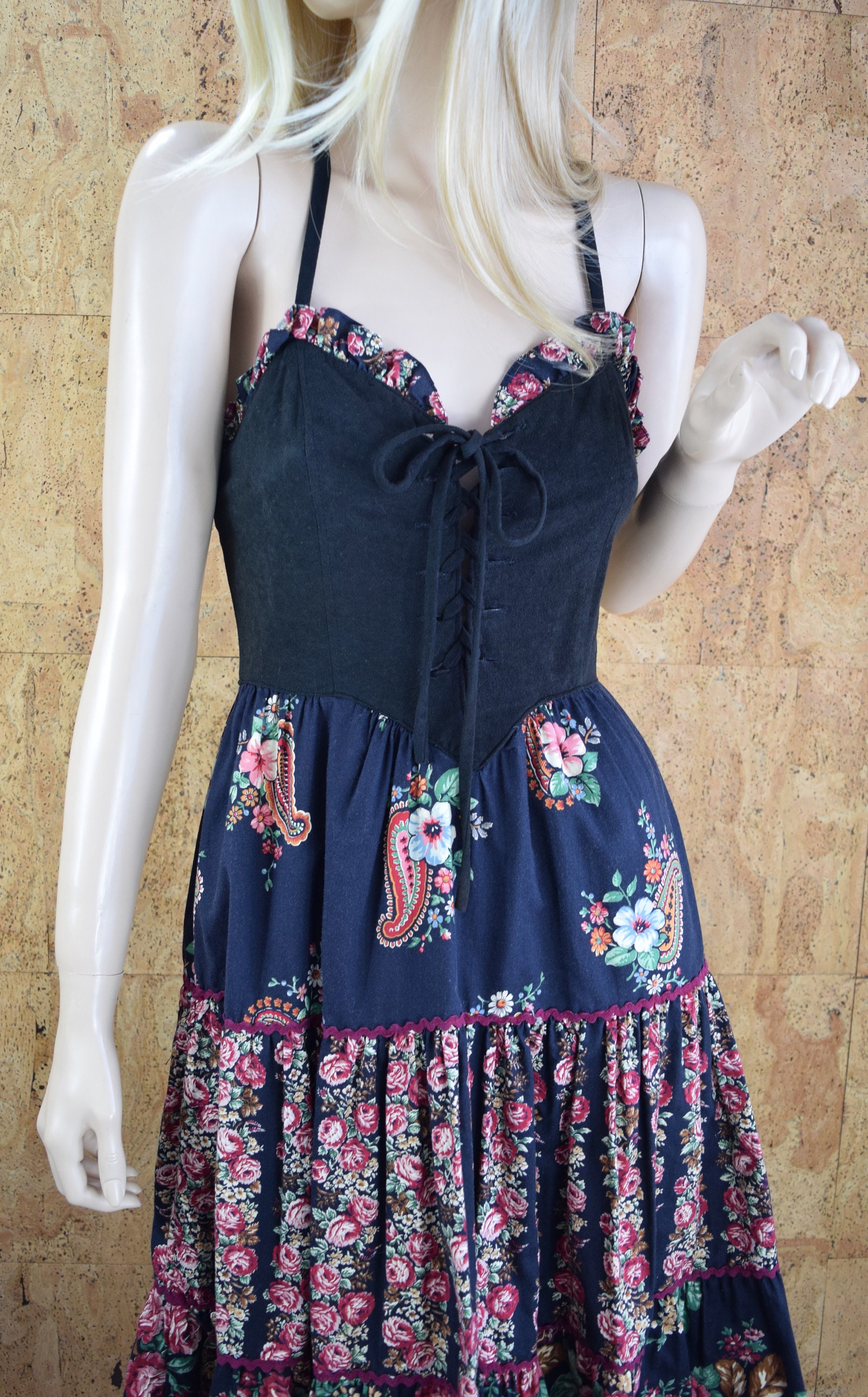 paisley peasant dress