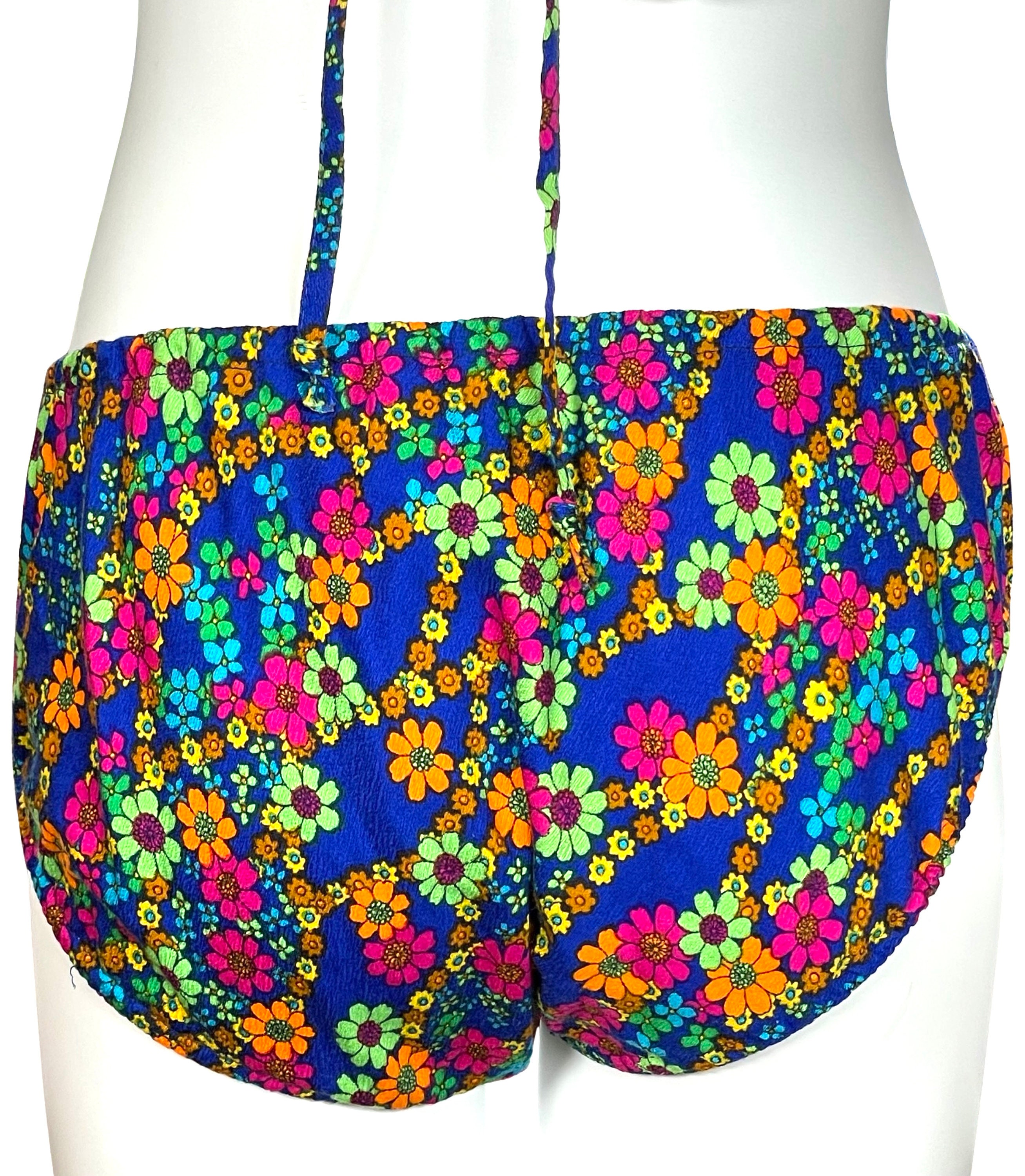 K様épine rétro flower bi-color swim wear Vintage 1960's Psychedelic Hawaiian Flower Mod Hippie Bikini