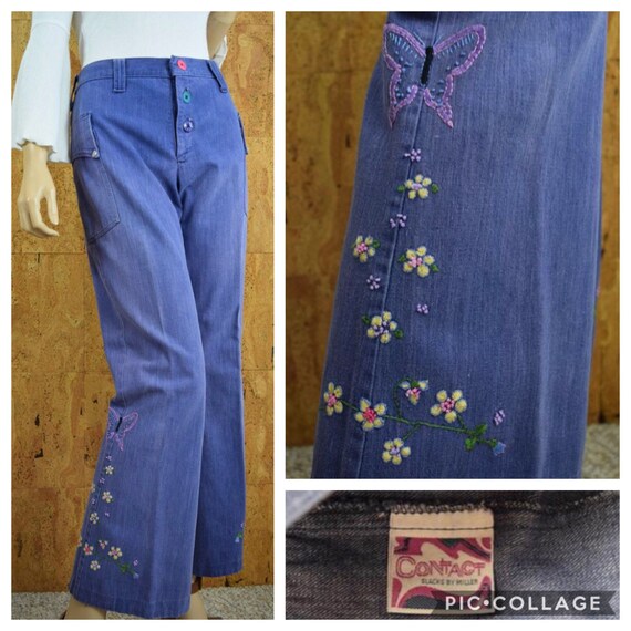 women's embroidered bell bottom jeans