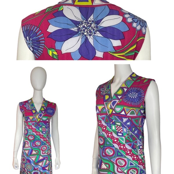 Vintage 1960's EMILIO PUCCI Mod Optic Op Art Psychedelic Knit Resort Dress Size 12