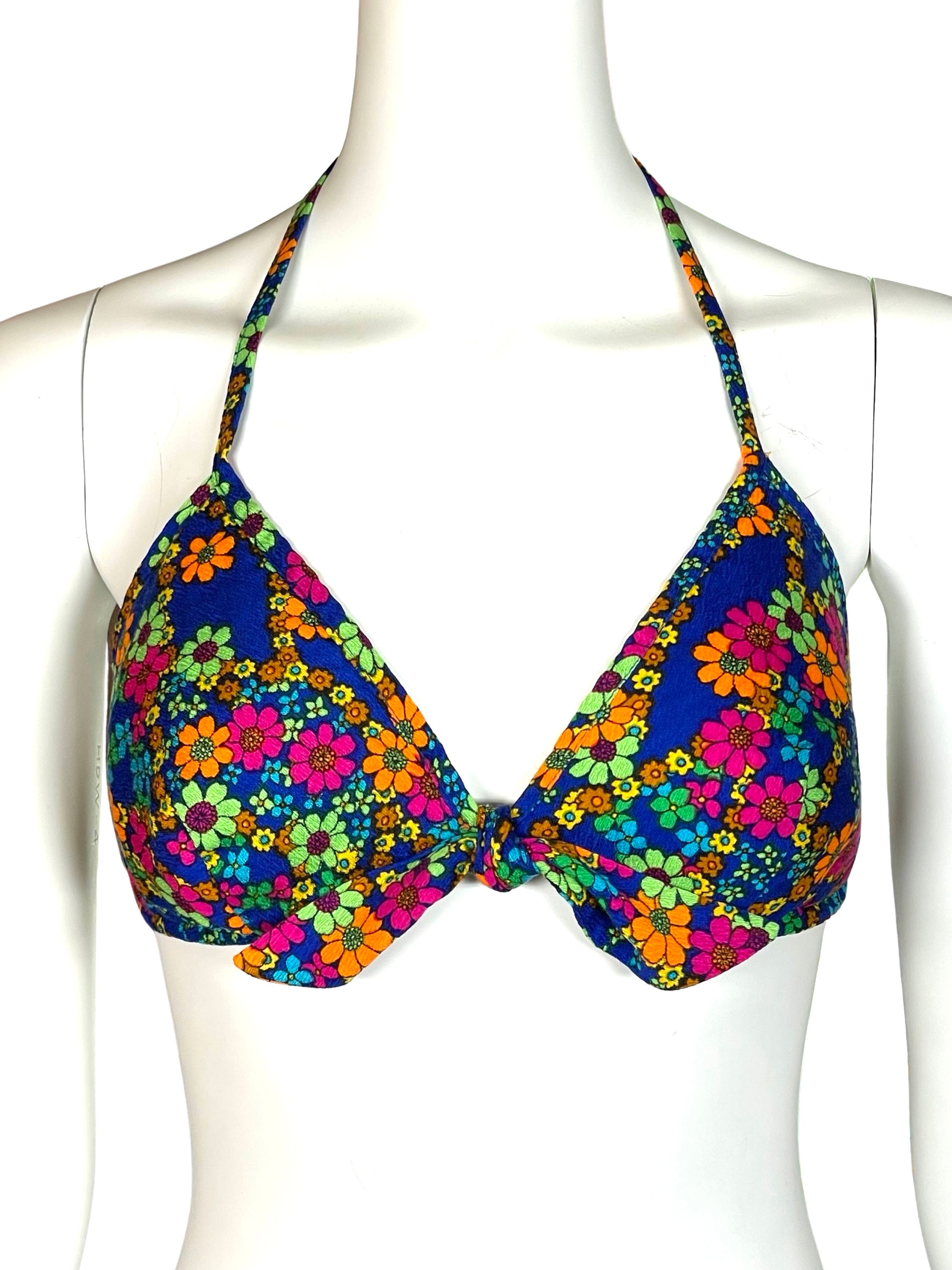 Vintage 1960's Psychedelic Hawaiian Flower Mod Hippie Bikini