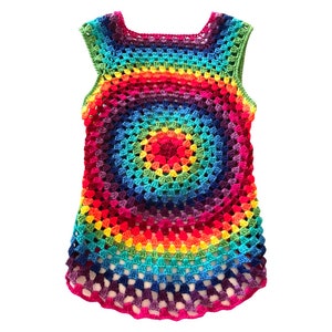 Vintage Women's Handmade Rainbow Crocheted Laced Hippie Vest Size XS / S image 7