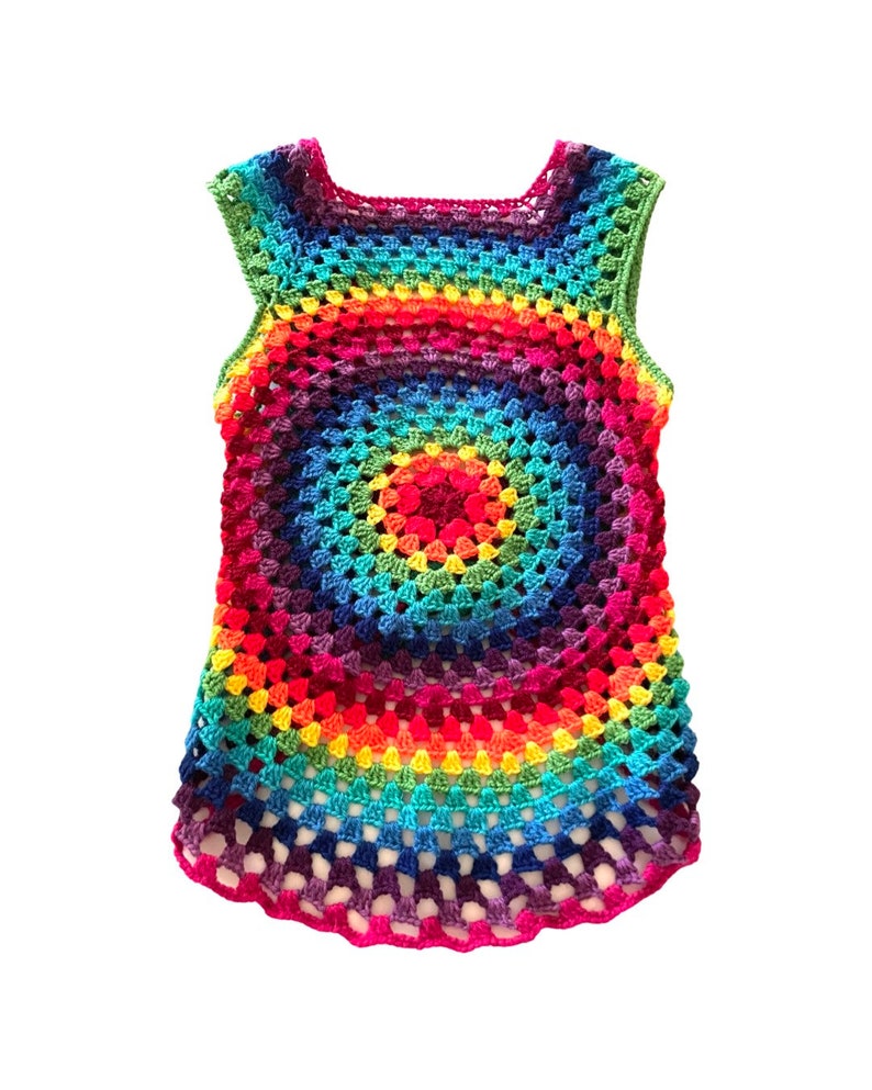 Vintage Women's Handmade Rainbow Crocheted Laced Hippie Vest Size XS / S image 7