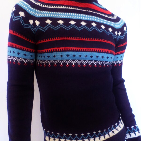 Vintage 1970's ReTrO Men's Kmart Scandinavian NOrdiC HiPPiE HiPsTeR TrEnDy FaiR IsLe SKi Sweater M