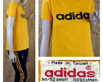 Rare Vintage 1970's Adidas Weleda Striped Track Pants & T-shirt 2 pc. Set Outfit Size S