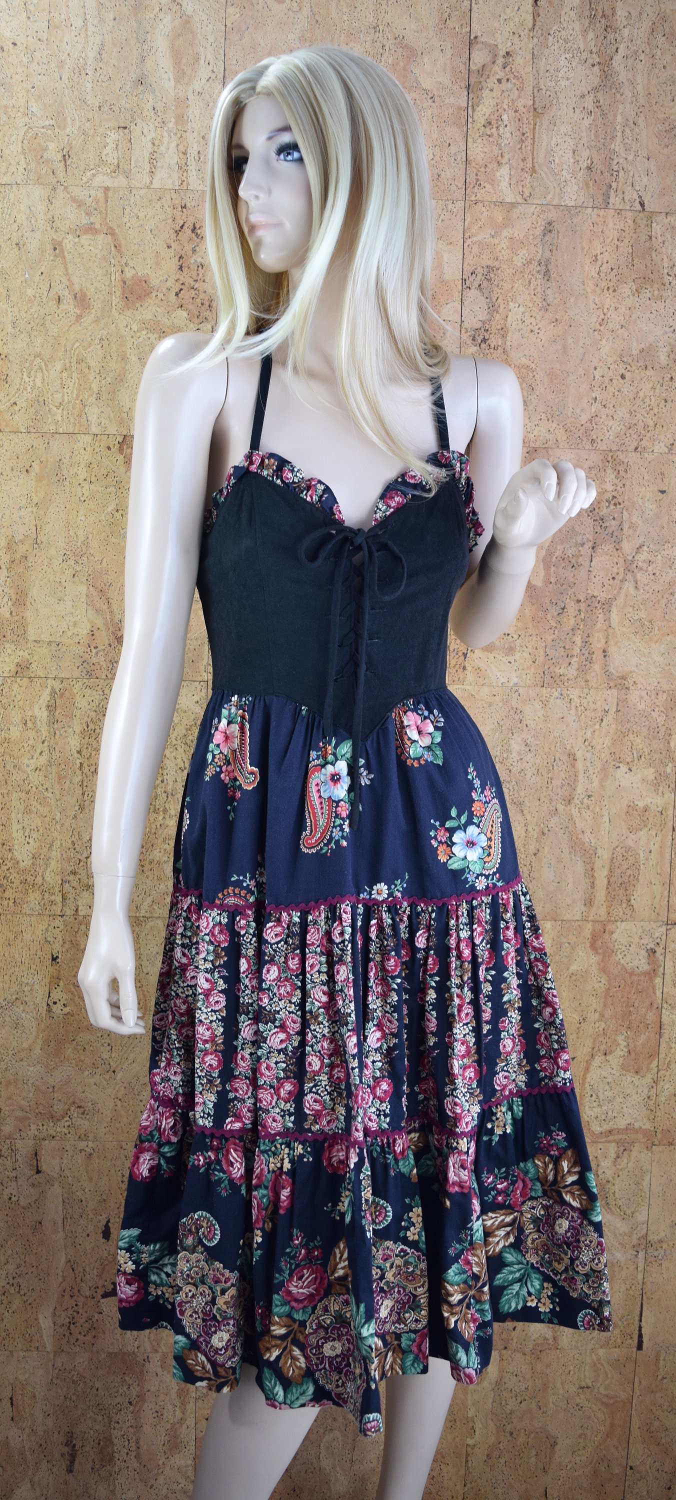 paisley peasant dress