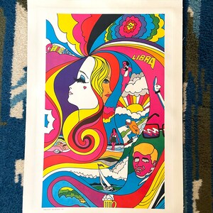 Vintage 1960 Chicago Playboy Libra Publicidad Psicodélica MOD Pop Art Póster