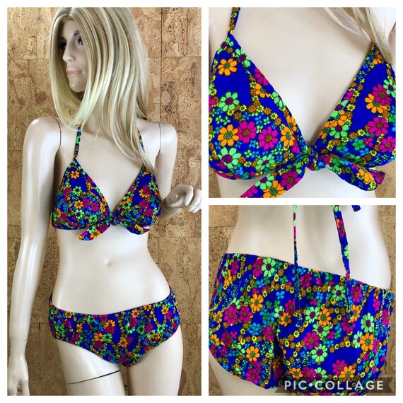 Vintage 1960's Psychedelic Hawaiian Flower Mod HIP