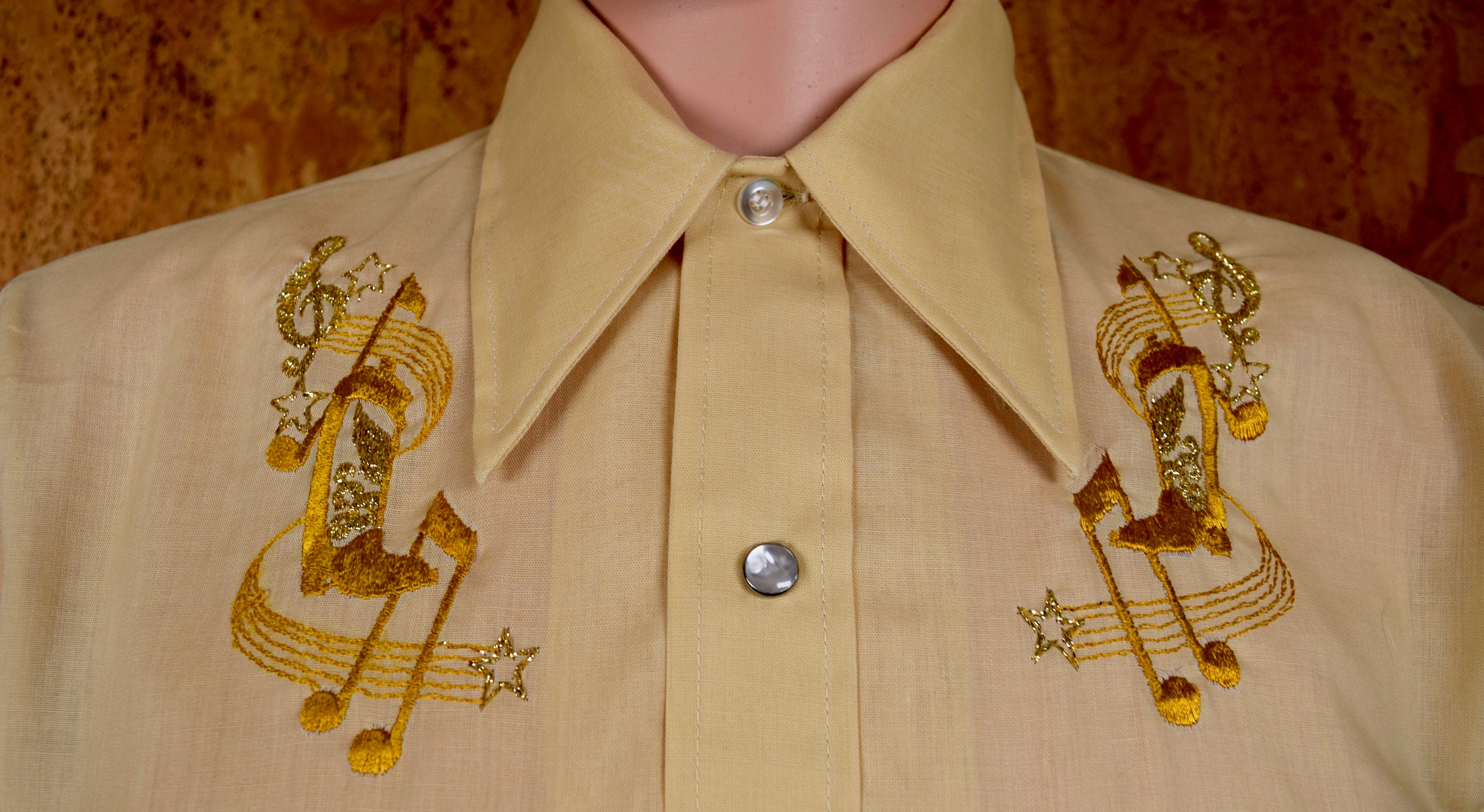 Nos Vintage 1960's / 70's Kmart Music Note Star Boot Gold Lame Western