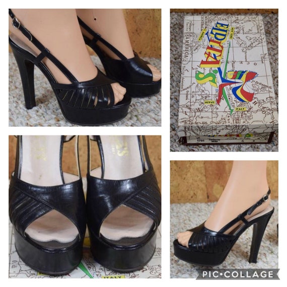 Sz 6 - Vintage 1970's ELDITA'S Women's Black Leath