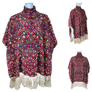 Vintage 1960's / 70's Charm of California Rich Hippie Boho Chic Tapiz con flecos Cabo