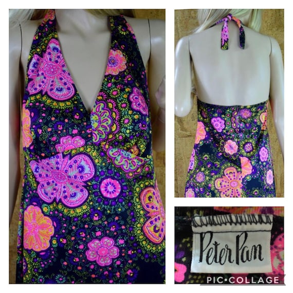 Vintage 1960's PETER PAN Psychedelic Neon Flower H