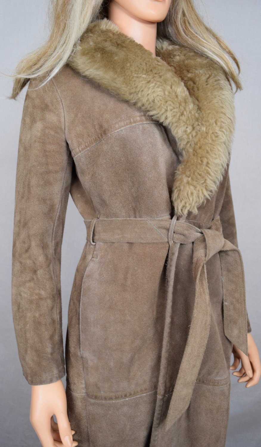 shearling trimmed leather coat