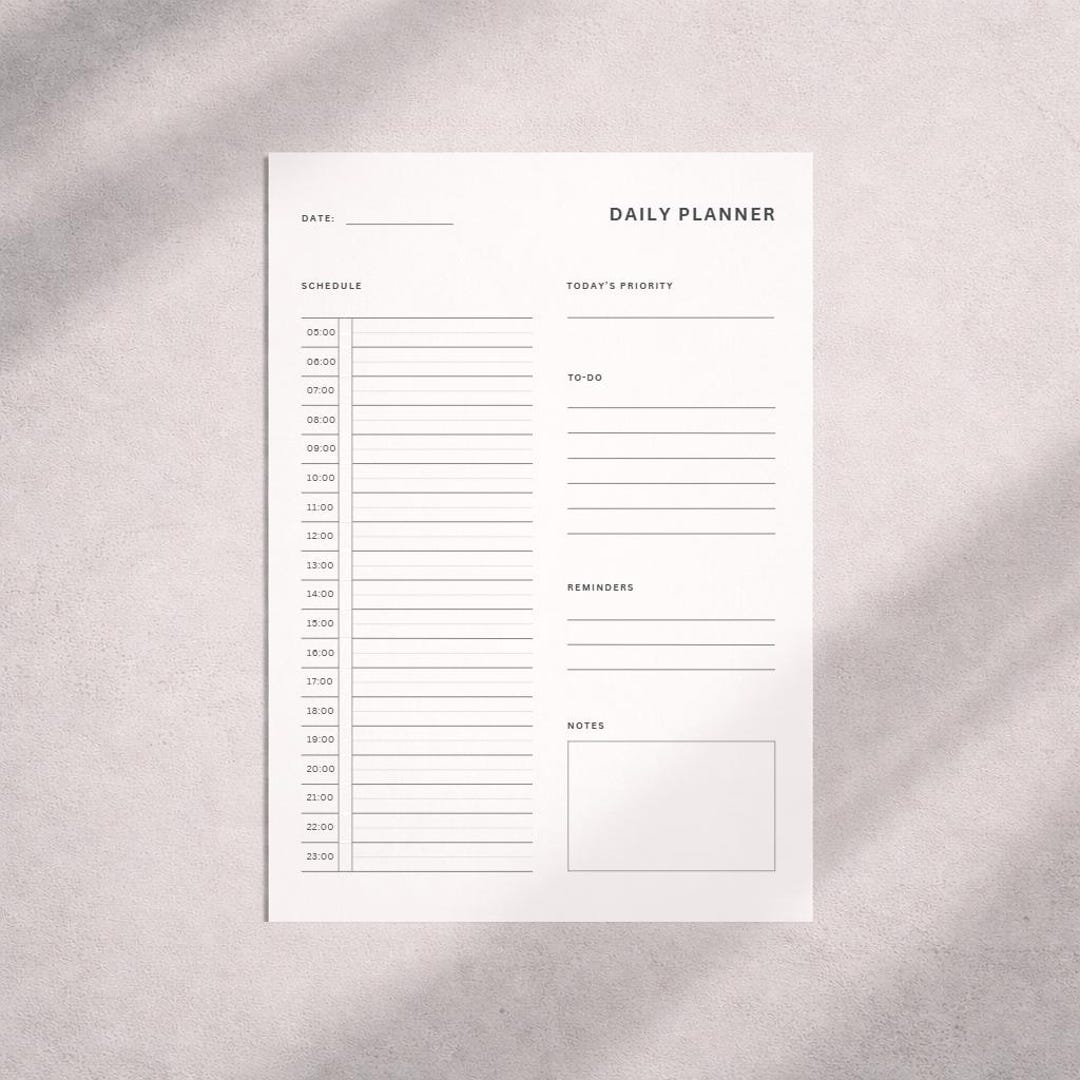 Minimal Daily Planner Printable | A4 & US Letter | Digital Schedule ...