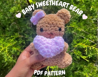Patrón PDF del Osito Bebé Dulce Corazón