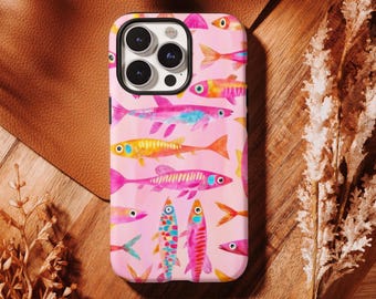Colorful Fish Phone Case,Pink Tropical Ocean Pattern Cover,Cute Summer Coastal iphone 17 16 15 14 13 12 11 Pro Max,Samsung S26 S25 S24 Ultra