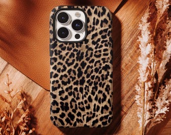 Custodia per telefono con stampa leopardata classica, custodia vintage con motivo pelliccia animale, stile retrò selvaggio per iPhone 17 16 15 14 13 12 11 Pro Max, Samsung S26 S25 S24 Ultra