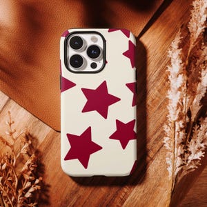 Retro Stars Celestial Red Phone Case, Y2K Aesthetic, Red Star kompatibelt för iPhone 17 16 15 14 13 12 11 Pro Max, Samsung S26 S25 S24 Ultra