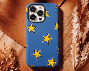 Cover per telefono stile anni '90 con stelle: design giocoso con stelle scarabocchiate, compatibile con iPhone 17 16 15 14 13 12 Pro Max, Samsung S26 S25 S24 Ultra