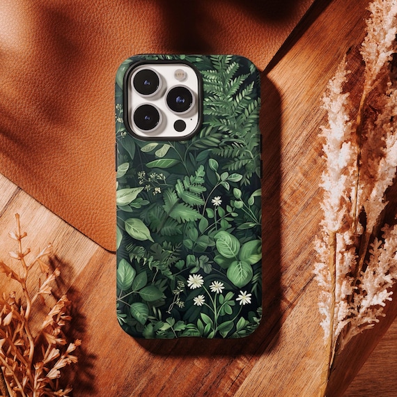Vintage Botanical Phone Case, Green Dark Floral, Botanical Green Case For iphone 17 16 15 14 13 12 11 Pro Max,Samsung S26 S25 S24 Ultra