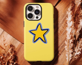 Cover per telefono con stella gialla, design minimalista con stelle stilizzate e un'estetica carina per iPhone 17 16 15 14 13 12 11 Pro Max, Samsung S26 S25 S24 Ultra