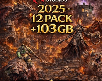Lot 3D fantastiques 2025 | Lot de 12 RPG et figurines de table | 103 Go de téléchargement numérique