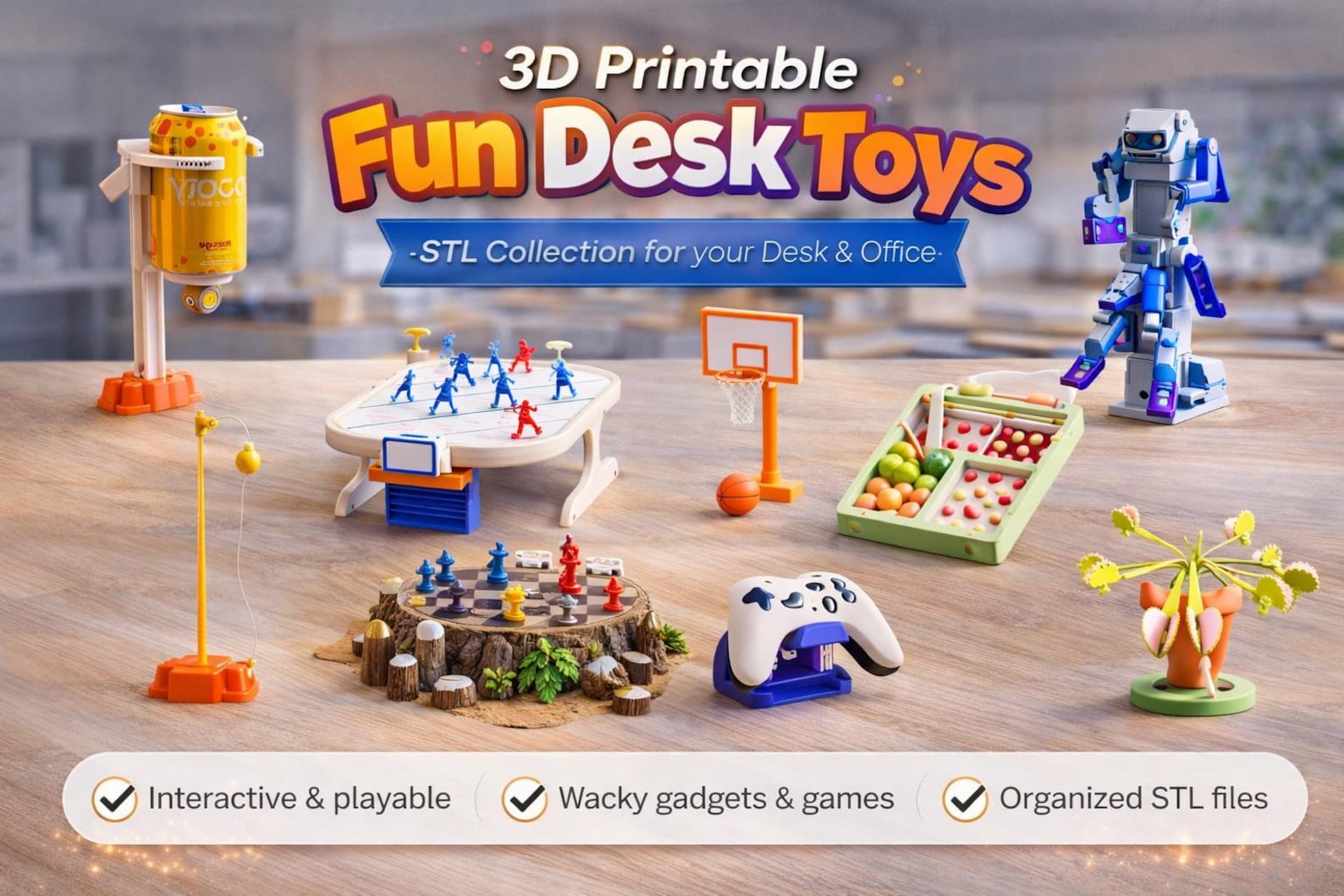 Interactive Desk Toy STL – 3D Printable Mechanical Fidget Gadget, Fun ...