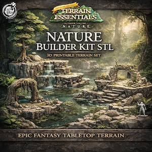 Nature Builder Kit STL, Outdoor Terrain Bundle, Nature Floor Tiles, Platforms, Walls, Tabletop Scenery for RPG Wargames, 3D Print Files