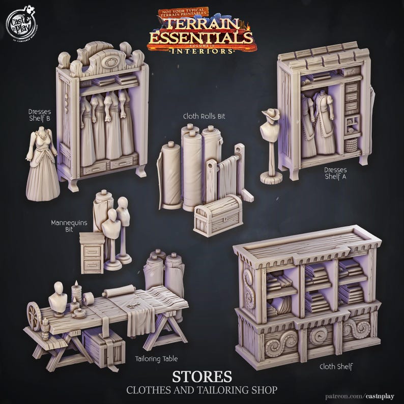 Stores Set STL, Fantasy Shop-interieurterreinbundel, tafelbladlandschap voor RPG Wargames, Modular Dungeon Town 3D-afdrukbestanden afbeelding 4
