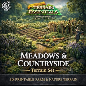 Weiden en landschapsset STL, fantasietafellandschap, modulaire boerderijvelden, RPG Wargame 3D-afdrukbestanden