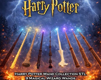 Harry Potter Wand Collection STL | 9 Magical Wizard Wands | 3D Printable Fantasy Props | Wizard Cosplay | Collectible STL Files