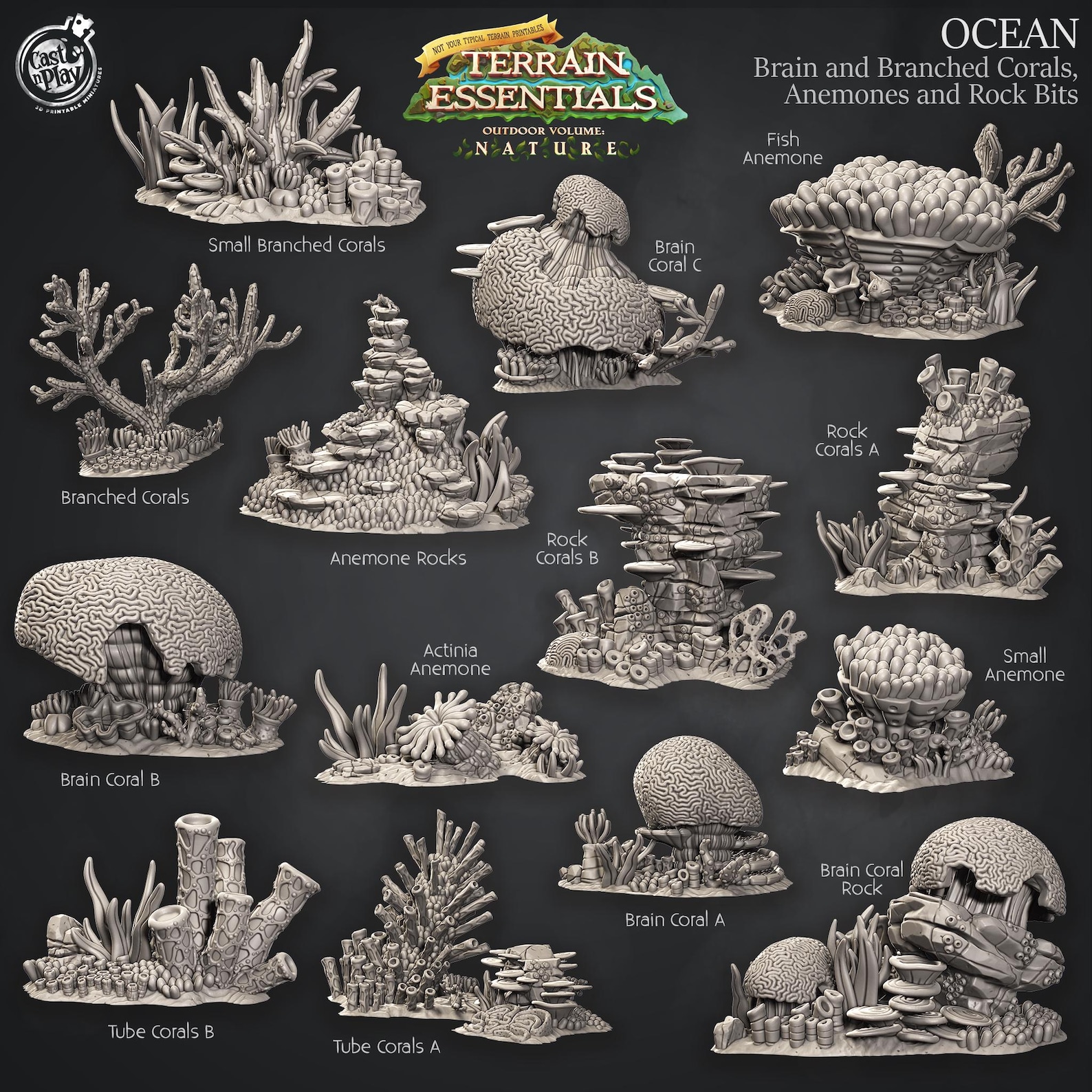 Ocean Terrain Set STL, Underwater Terrain Bundle, Tabletop Scenery for ...