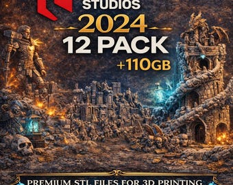Fantasy STL Bundle 2024 | 12 Pack RPG & Tabletop Miniatures | 110 GB Digital Download