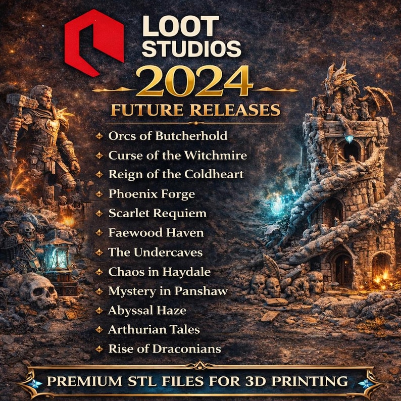 Lot 3D fantastiques 2024 | Lot de 12 RPG et figurines de table | 110 Go de téléchargement numérique image 2