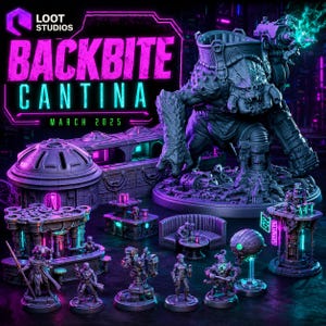 Backbite Cantina Sci-Fi Terrain STL Bundle, Cyberpunk Tabletop Scenery, Alien Bar Props, RPG Wargame 3D Print Files