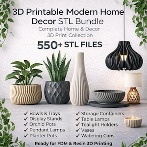 Pacchetto di file STL per decorazioni domestiche moderne stampabili in 3D - Oltre 550 file / Download digitale