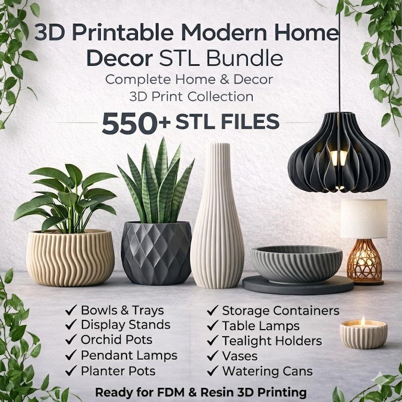 3D Printable Modern Home Decor STL Bundle - 550+ Files | Digital Download image 1