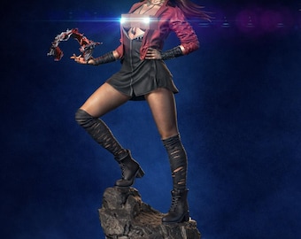 Statua STL ispirata a Wanda Maximoff / Scarlet Witch Sorceress / File di stampa 3D, modello di supereroina fantasy per stampanti 3D in resina / Fanart