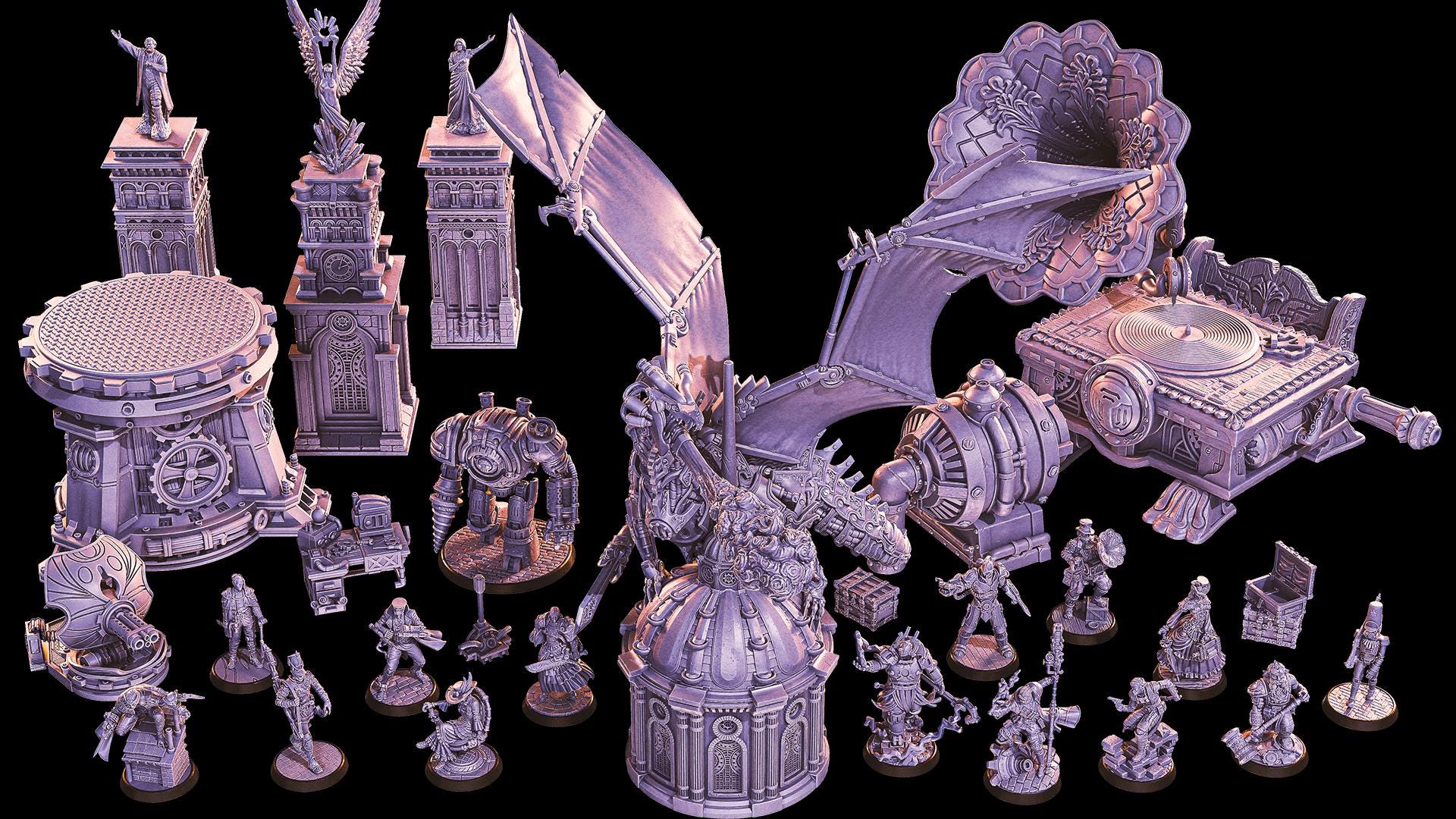 Clockwork Skyline Sci Fi STL Bundle, Cyberpunk Terrain, Miniatures ...